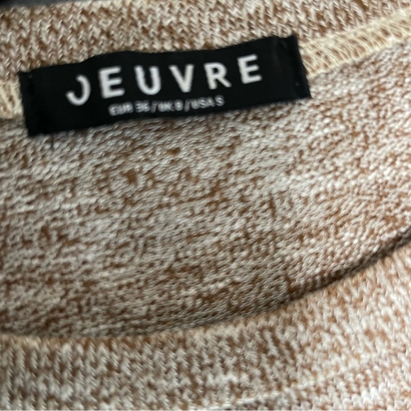 Oeuvre Split Flared Sleeve Pearl Embellished Taupe Sweater S Marled - Picture 7 of 9